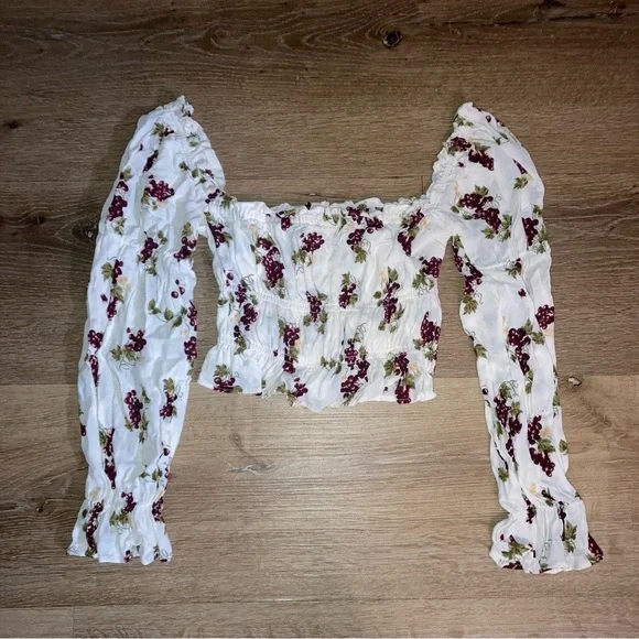 Reformation Amarena Floral Top Blouse Women’s Size XS Cropped - Picture 3 of 7